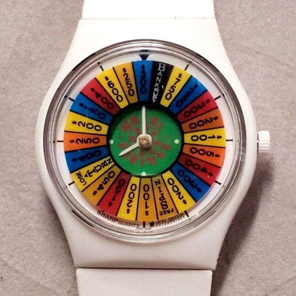 Sharp 1980's White Soft Plastic Merv Griffin Wheel of Fortune Quartz Watch - Picture 1 of 12
